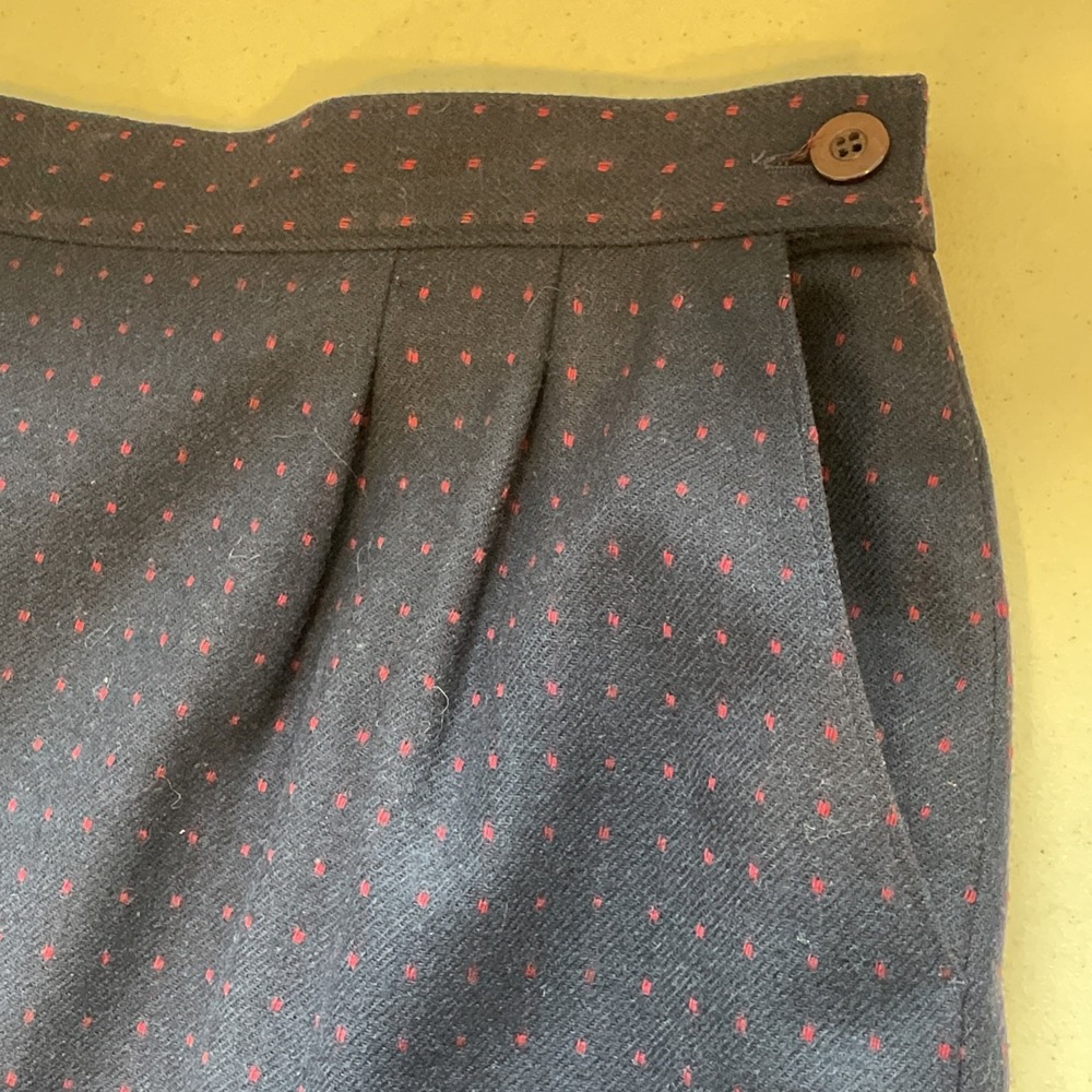 Vintage Pendleton Wool Aline Skirt Size 14 Pockets Blue W/red Dots 70's/80's USA - Picture 5 of 14